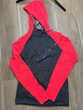 Nike Dri-Fit Neon Pink & Gray Hoodie Small Athletic Sweatshirt